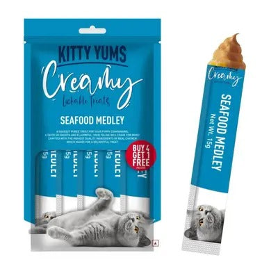 KITTY YUMS CREAMY TREATS FOR CAT - 5 PCS Combo