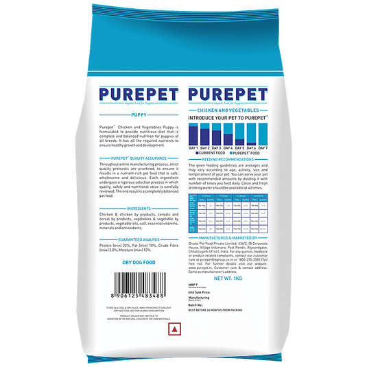 Purepet Chicken & Vegetable Puppy Dog Dry Food