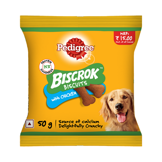 Pedigree Biscrok Biscuits Dog Treats (Above 4 Months), Milk and Chicken Flavor