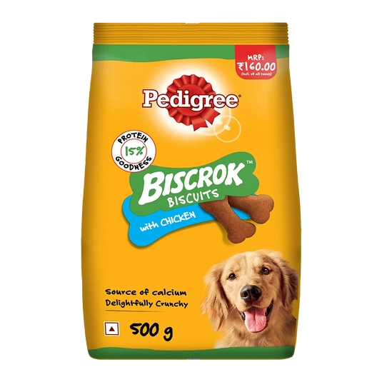 Pedigree Biscrok Biscuits Dog Treats (Above 4 Months), Milk and Chicken Flavor