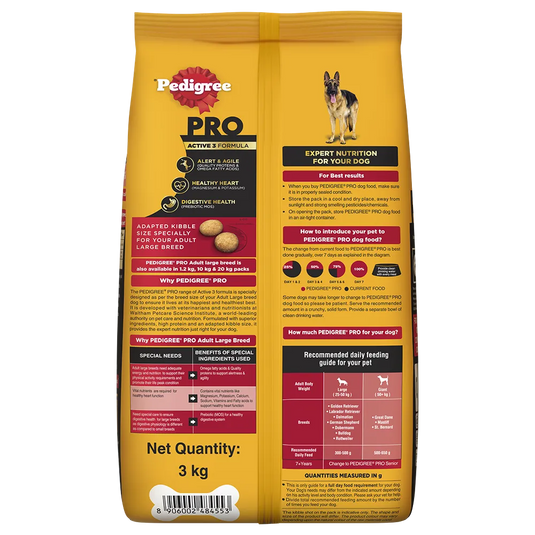 Pedigree Pro Adult Large Breed, Dry Dog Food (18 Months Onwards)