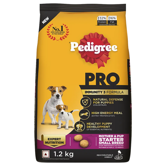 Pedigree Pro Mother & Pup Starter Small Breed, Dry Chicken Dog Food, Expert Nutrition for Pregnant/Lactating Mothers & Pups (3-12 Weeks)