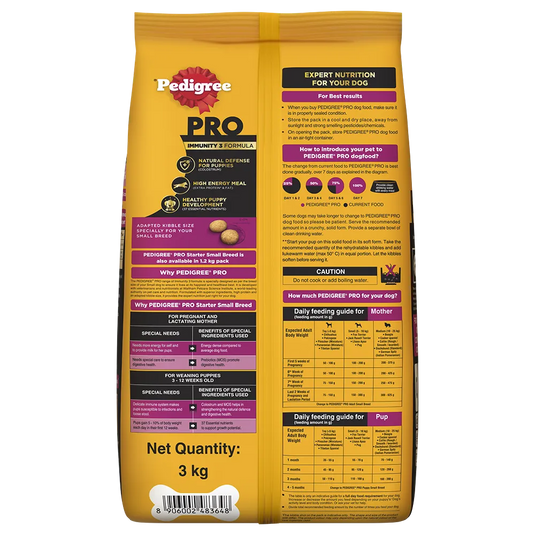 Pedigree Pro Mother & Pup Starter Small Breed, Dry Chicken Dog Food, Expert Nutrition for Pregnant/Lactating Mothers & Pups (3-12 Weeks)