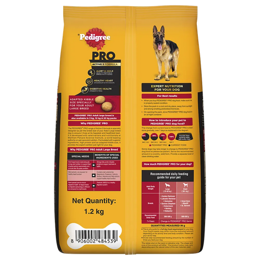 Pedigree Pro Adult Large Breed, Dry Dog Food (18 Months Onwards)