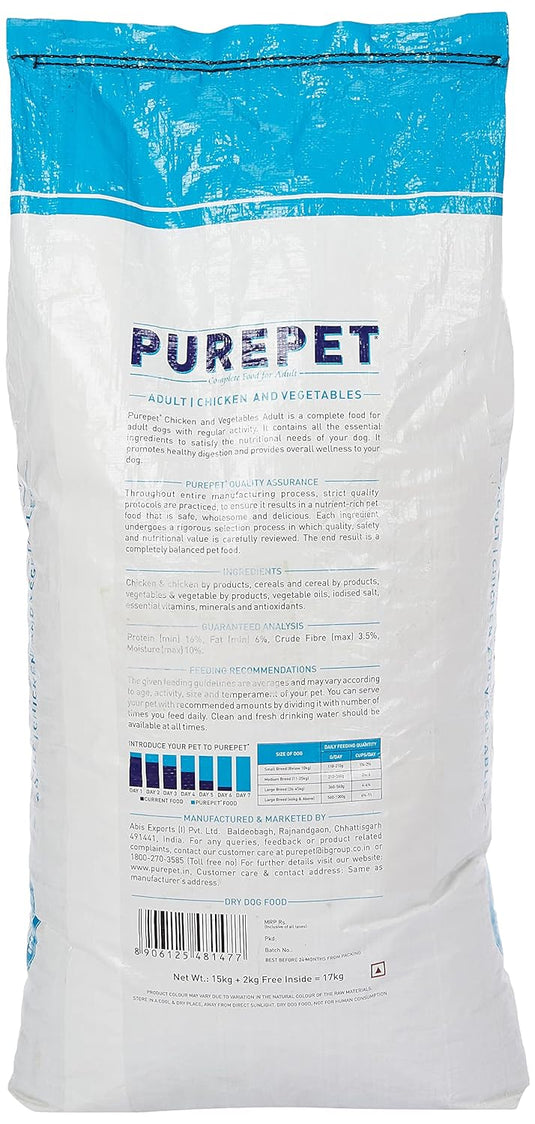 Purepet Chicken & Vegetable Adult Dog Dry Food