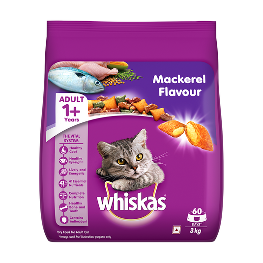 Whiskas Adult (+1 year) Dry Cat Food, Mackerel Flavour