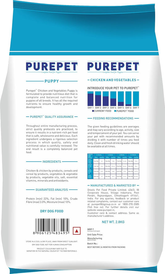 Purepet Chicken & Vegetable Puppy Dog Dry Food