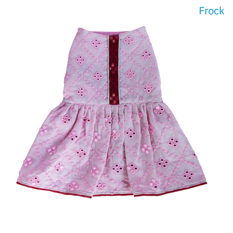 Pink Frock With Floral Patterns