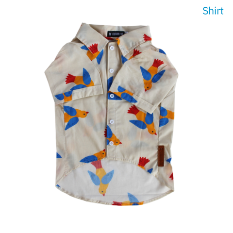 Colorful Bird Pattern Dog Shirt