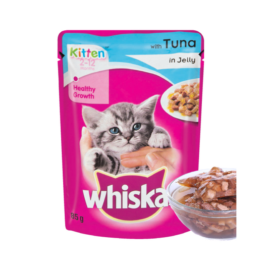 Whiskas Kitten Wet Cat Food (2-12 Months), Tuna in Jelly Flavour (Pack of 12)