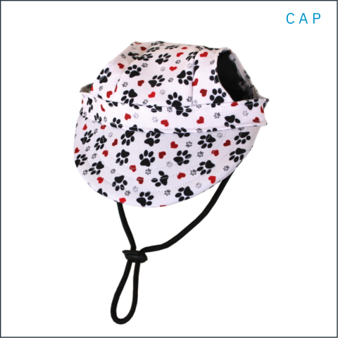 Dog Cap With Paws Prints and Hearts