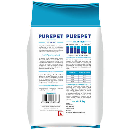 Purepet Ocean Fish Adult Cat Dry Food, 2.8 Kg & 3Kg