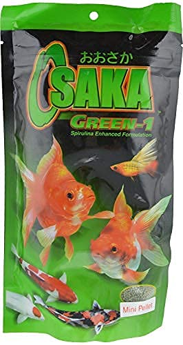 Osaka Green Fish Food, Mini Pellet - 200g | Spirulina Enhanced Formulation (Pack of 3)