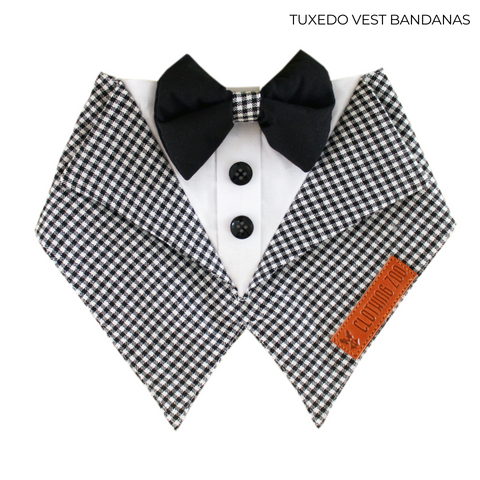 Black and White Checked Bandana with Bow Tie