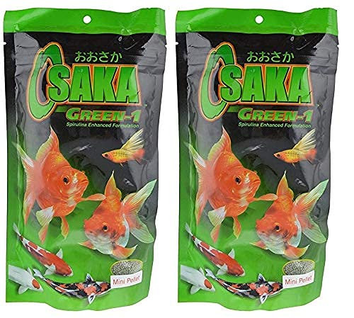 Osaka Green Fish Food, Mini Pellet - 200g | Spirulina Enhanced Formulation (Pack of 3)