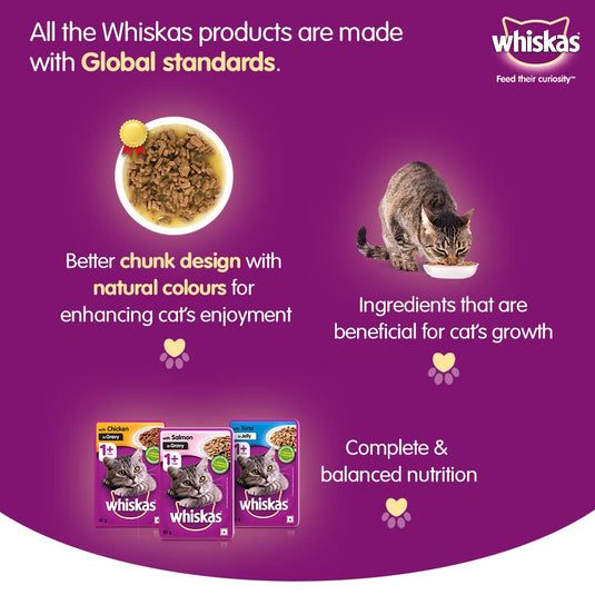 Whiskas Adult Wet Cat Food, Chicken Ingravy (Pack of 12)