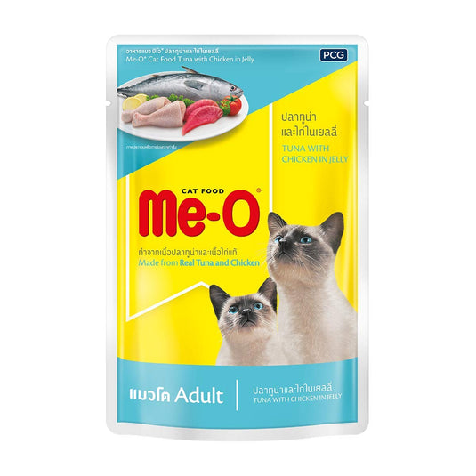 MeO Pouch Wet Cat Food Tuna Chicken in Jelly 80g