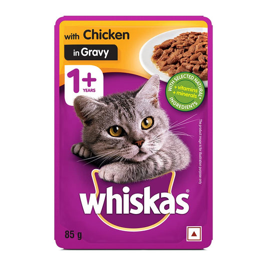 Whiskas Adult Wet Cat Food, Chicken Ingravy (Pack of 12)