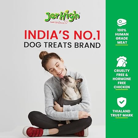 Jerhigh Chicken Dog Treats, Human Grade High Protein Chicken, Fully Digestible Healthy Snack & Training Treat, Free from by-Products & Gluten, Spinach,Pack of 3