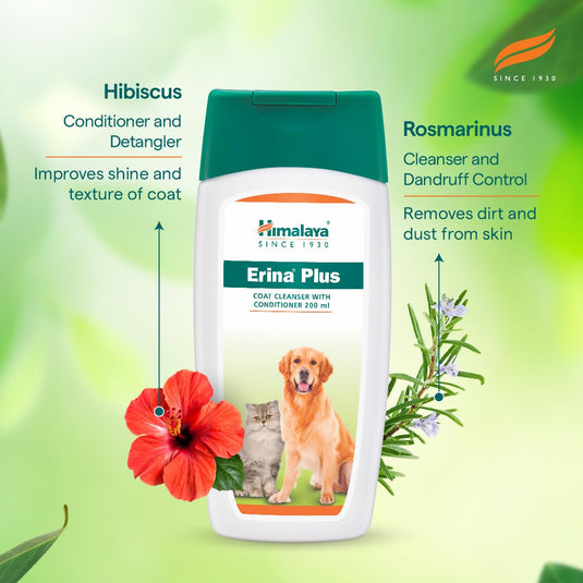 Himalaya Erina Plus Coat Cleanser With Conditioner For Dogs And Cats, 200 ml