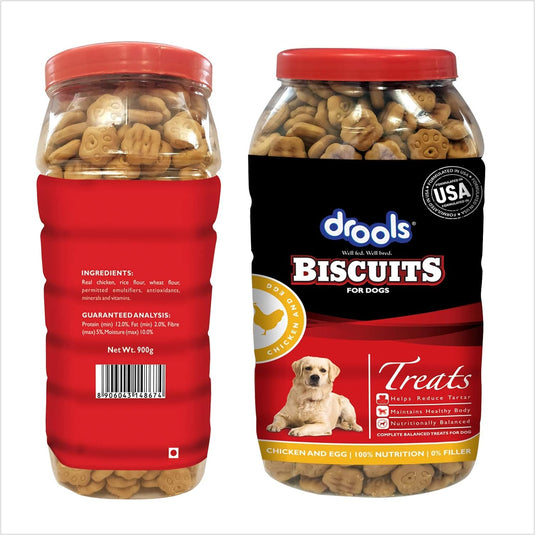 Drools Chicken and Egg Biscuit, Dog Treats - Jar