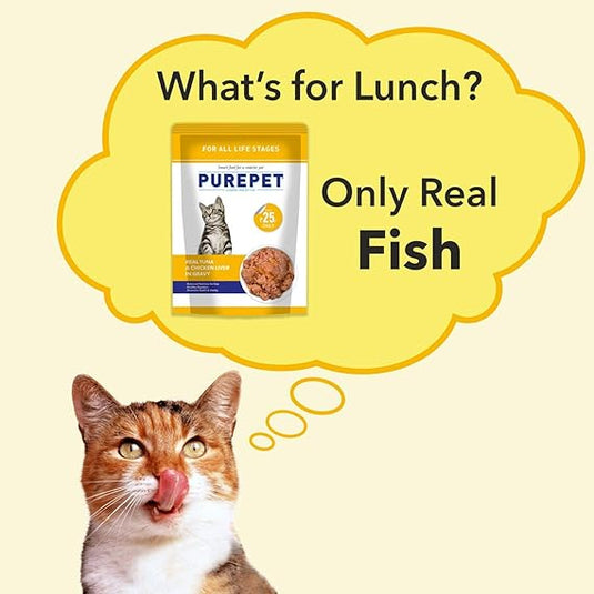 PUREPET All Life Stages Wet Cat Food Real Tuna And Chicken Liver Chunks In Gravy