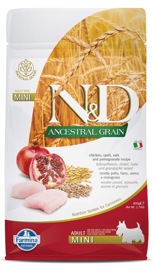 Farmina N&D Dry Dog Food Ancestral Grain Chicken & Pomegranate Adult Mini Breed