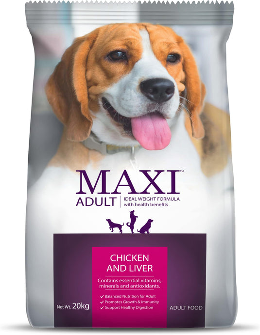 Maxi Adult Dry Dog Food, Chicken and Liver, 20 Kg Pack