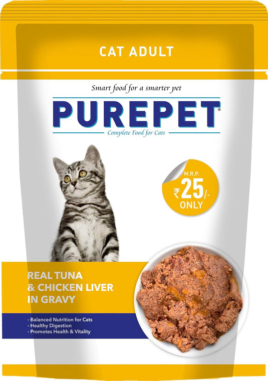 PUREPET All Life Stages Wet Cat Food Real Tuna And Chicken Liver Chunks In Gravy