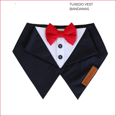 Tuxedo Vest Bandana (Black & Red Bow)