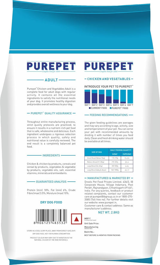 Purepet Chicken & Vegetable Adult Dog Dry Food