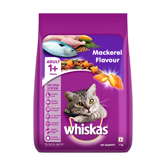 Whiskas Adult (+1 year) Dry Cat Food, Mackerel Flavour