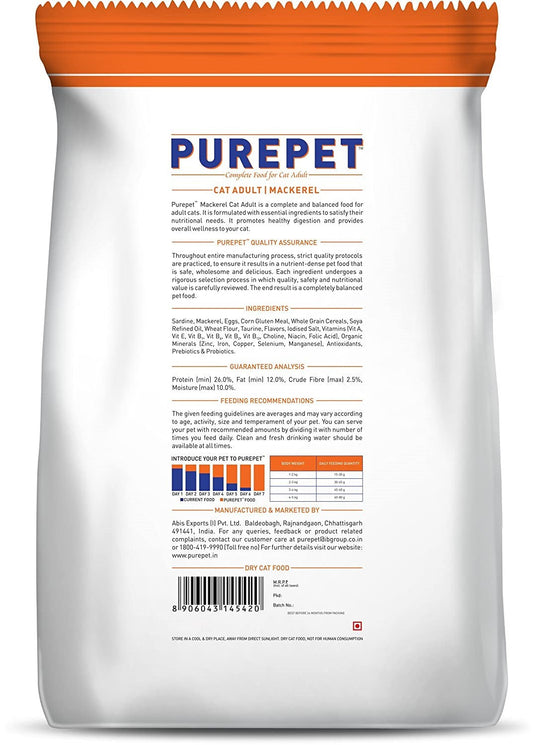 Purepet Mackerel Adult Cat Dry Food