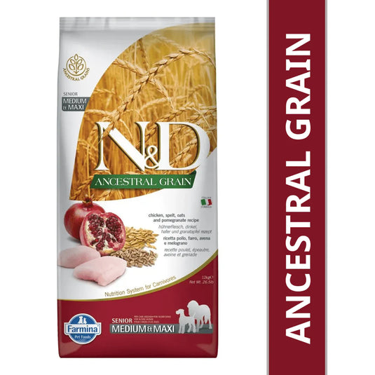 Farmina N&D Chicken & Pomegranate Ancestral Grain Senior Medium Maxi Dog Dry Food