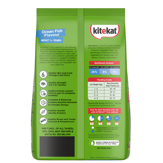 Kitekat Adult (1+ Years) Dry Cat Food, Ocean Fish Flavour