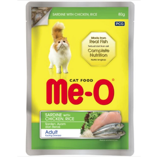 MeO Sardine Chicken and Rice Wet Cat Food – 80g