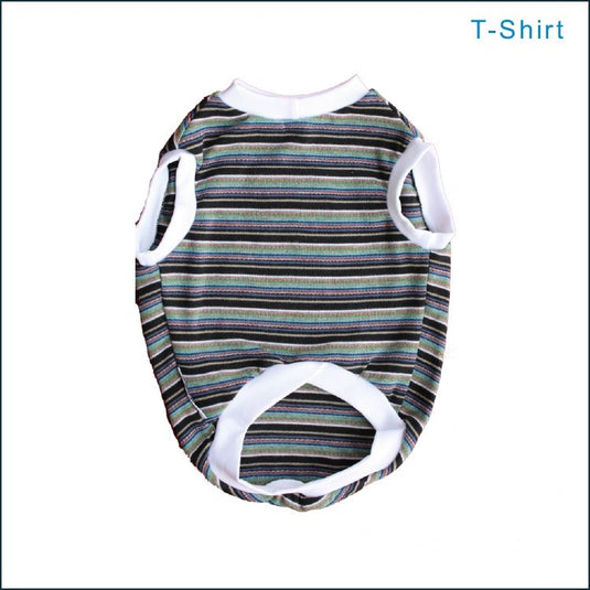 "Striped Comfort: Cozy Dog T-Shirt"