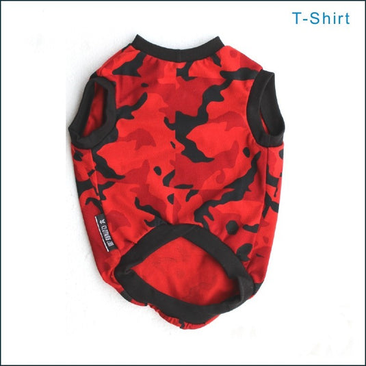 Camo Cool: Stylish Red Camouflage Dog T-Shirt