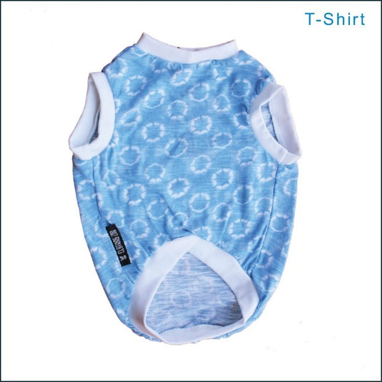 Sky Blue Paw Print Dog T-Shirt