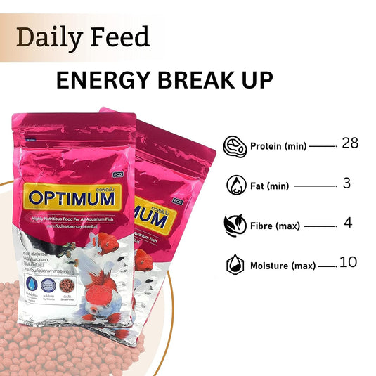 Optimum Fish Food - 200gm (Small Pellet) | Highly Digestible & Added with Fish Meal, Corn Protein Meal & Fish Oil | Highly Nutritious Fish Food for All Aquarium Fish(pack of 3)