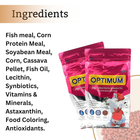 Optimum Fish Food - 200gm (Small Pellet) | Highly Digestible & Added with Fish Meal, Corn Protein Meal & Fish Oil | Highly Nutritious Fish Food for All Aquarium Fish(pack of 3)