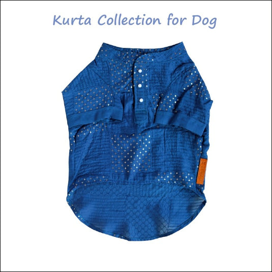 Light Blue Dog Kurta with White Polka Dots