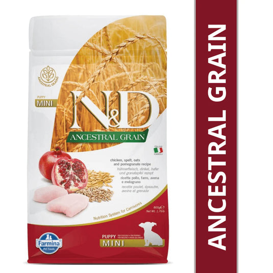 Farmina N&D Ancestral Grain Chicken & Pomegranate Puppy Mini Breed Dry Dog Food