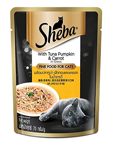 Sheba Rich Premium Adult (+1 Year) Fine Wet Cat Food, Tuna Pumpkin & Carrot Ingravy