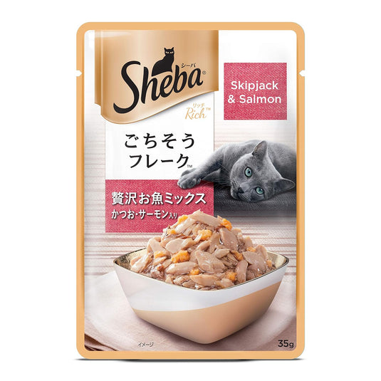 Sheba Premium Wet Cat Food Food, Fish Mix (Skipjack & Salmon)