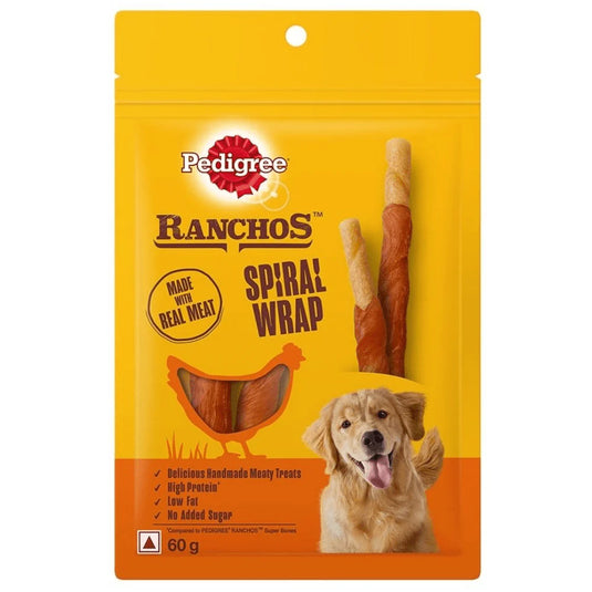 Pedigree Ranchos Spiral Wrap, 60g, Stick, Adult, Chicken, Dogs