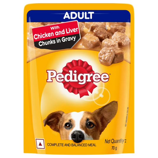 Pedigree Adult Wet Dog Food, Chicken & Liver Chunks ingravy (Pack of 12)