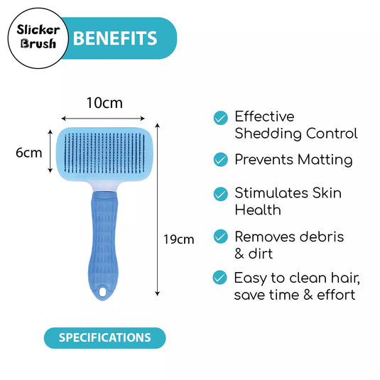 Papa Pawsome Self Cleaning Slicker Brush for Dogs & Cats - Rectangle