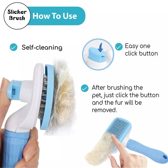 Papa Pawsome Self Cleaning Slicker Brush for Dogs & Cats - Rectangle