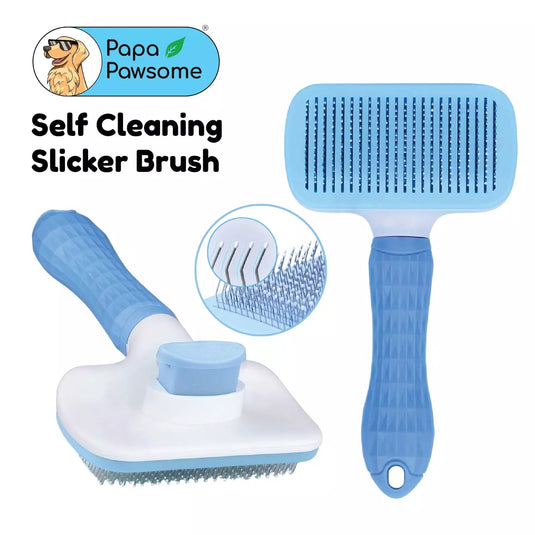 Papa Pawsome Self Cleaning Slicker Brush for Dogs & Cats - Oval